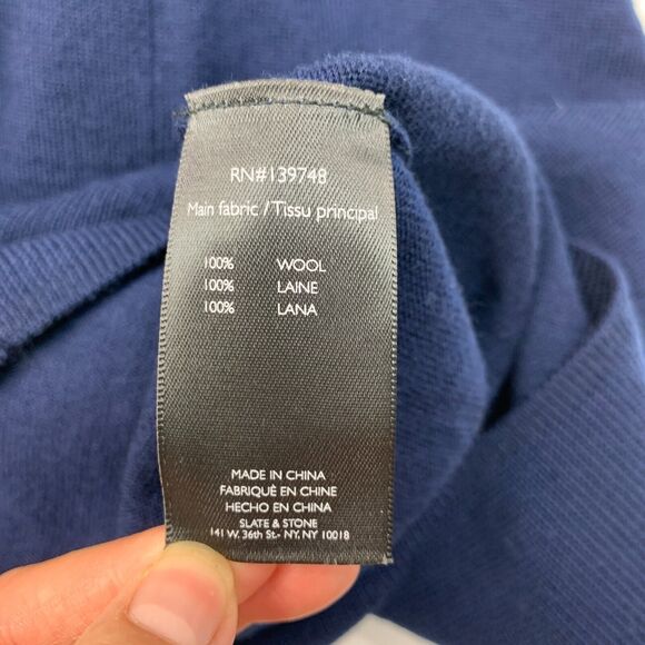 State Stone Wool Sweater Mens XL Extra Large Gray Navy 2-Tone Crew Neck Pullover - Picture 10 of 13